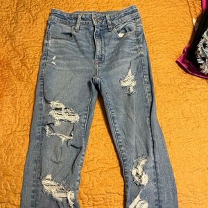 American Eagle Outfitters Distressed Blue Skinny Jeans